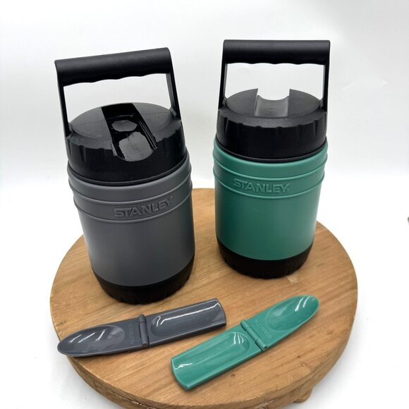 Stanley Classic 10oz Thermos Set Green and Gray Insulated Leak Proof Portable Ha - Picture 1 of 12